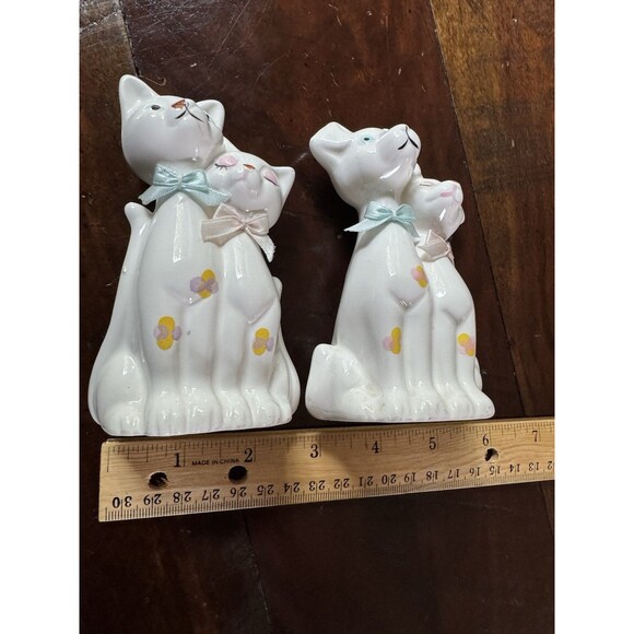 Vintage Shiah Yih Boy Girl Dog & Cat Figurines Wearing Ribbon‎ Bows - Picture 3 of 10